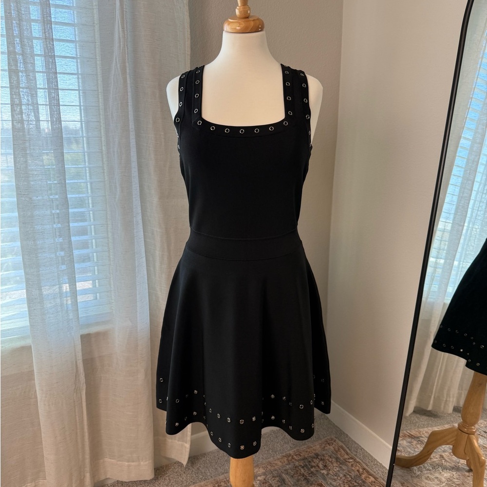 Milly Black Grommet Detail Mini Dress